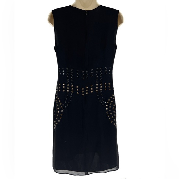 Cynthia Rowley Black Silk Studded Sheath Dress Size 6 - Picture 2 of 9